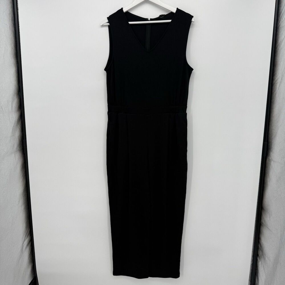 Uniqlo Black One Piece Sleeveless Jumpsuit Cut & Sewn Style Classic Rayon Large